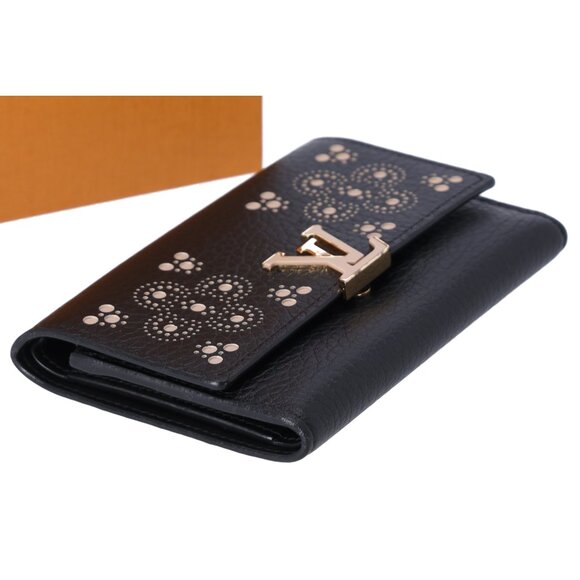 Louis Vuitton Capucines Compact Trifold Wallet Taurillon Perforated Black - Picture 5 of 5